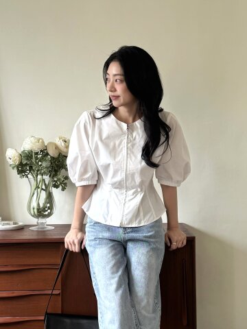 백 스모킹 투웨이 집업 블라우스 