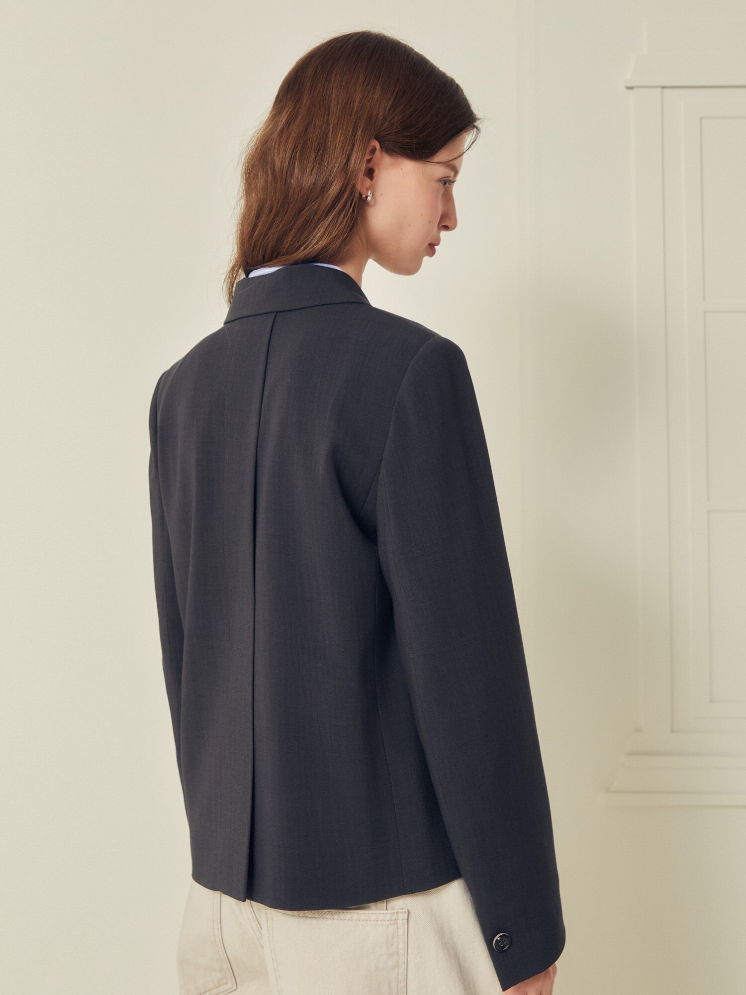 테일러드 롤업 더블 크롭 재킷 (GREY)