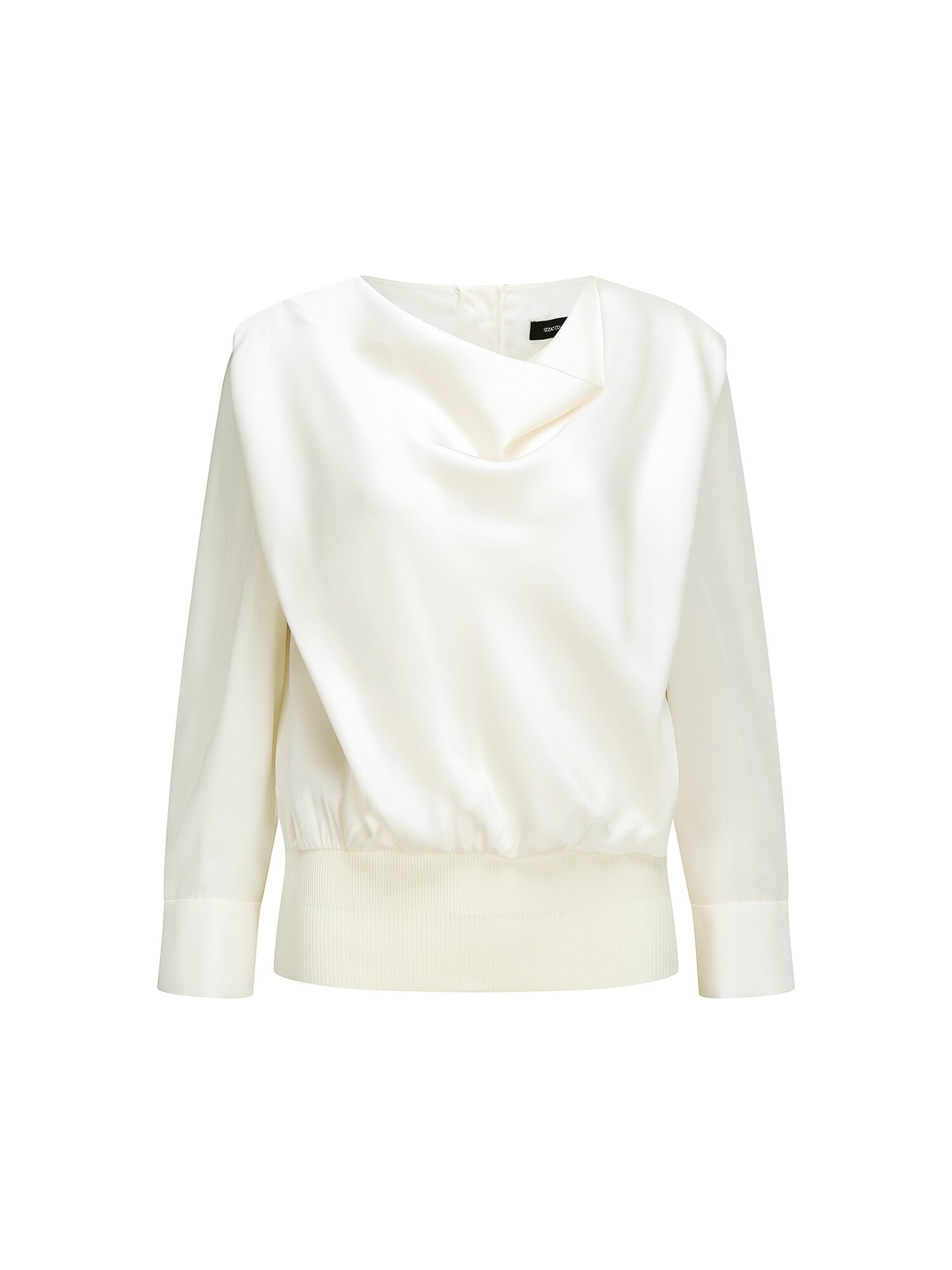 새틴 카울넥 밴딩 블라우스 (IVORY)