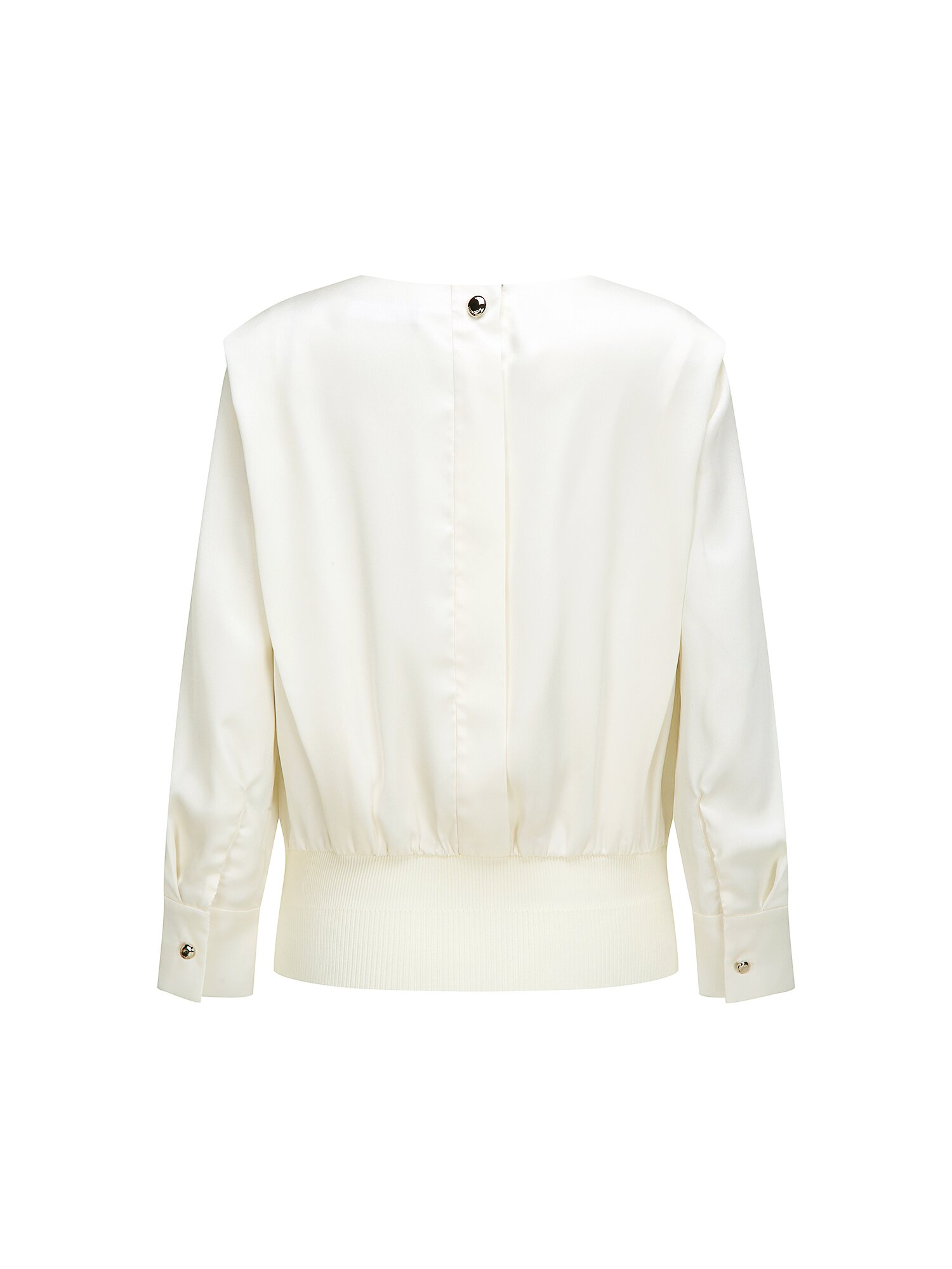 새틴 카울넥 밴딩 블라우스 (IVORY)