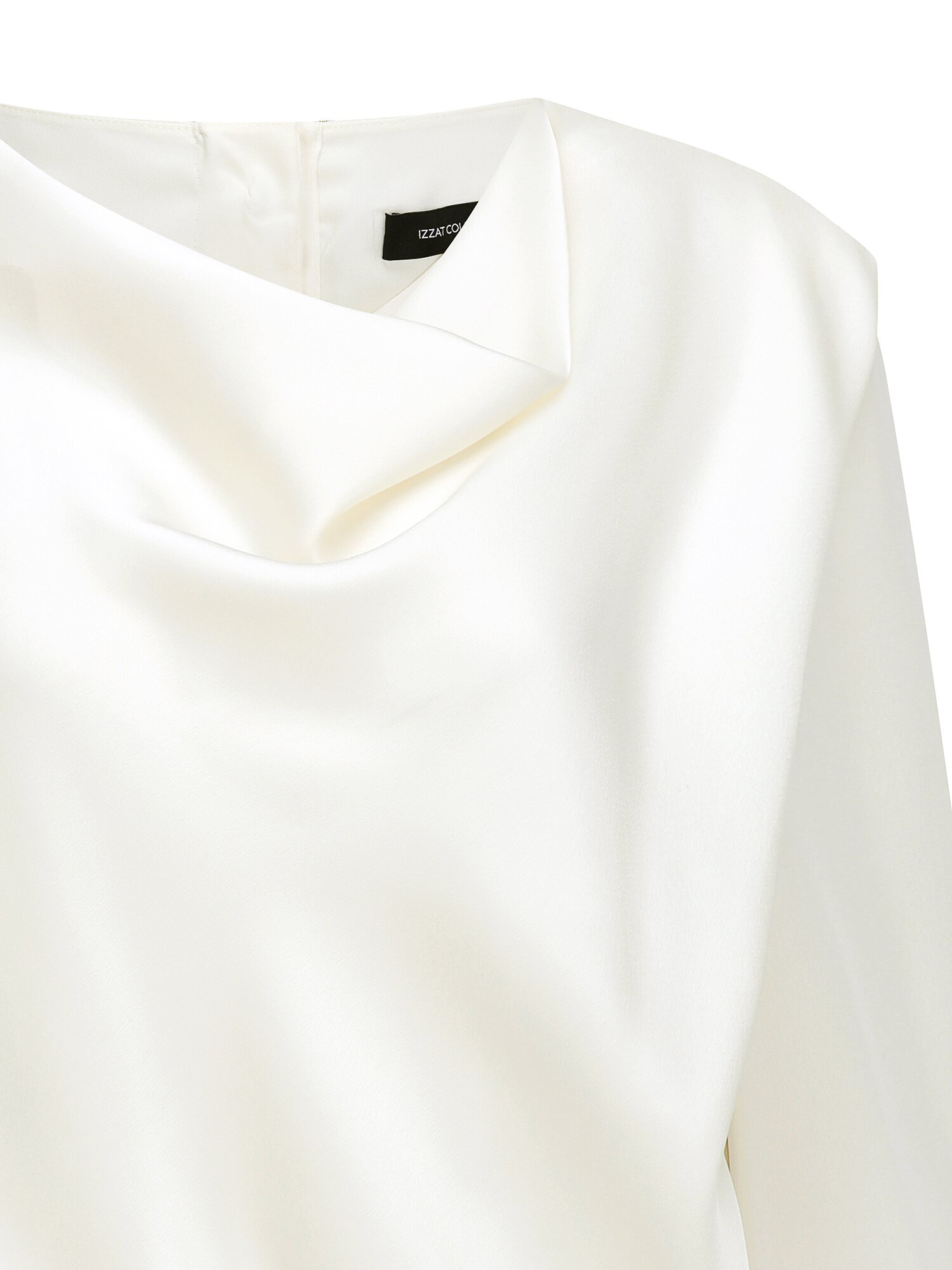 새틴 카울넥 밴딩 블라우스 (IVORY)