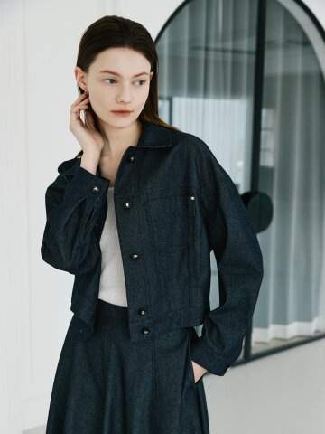 패치 포켓 크롭 데님 재킷 