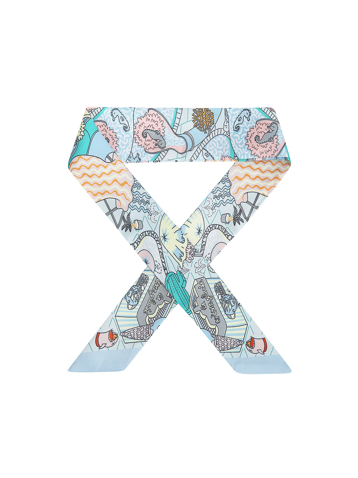 일러스트 트윌리 스카프 (LIGHT BLUE)