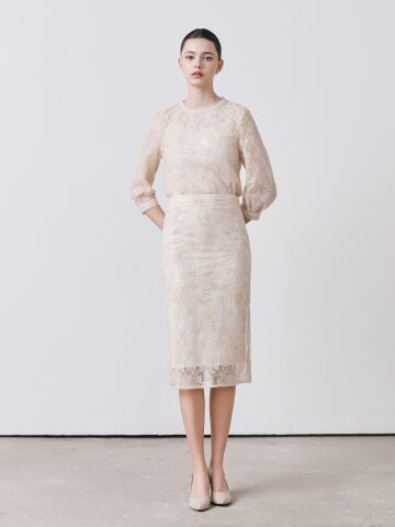 플로럴 레이스 H라인 스커트 