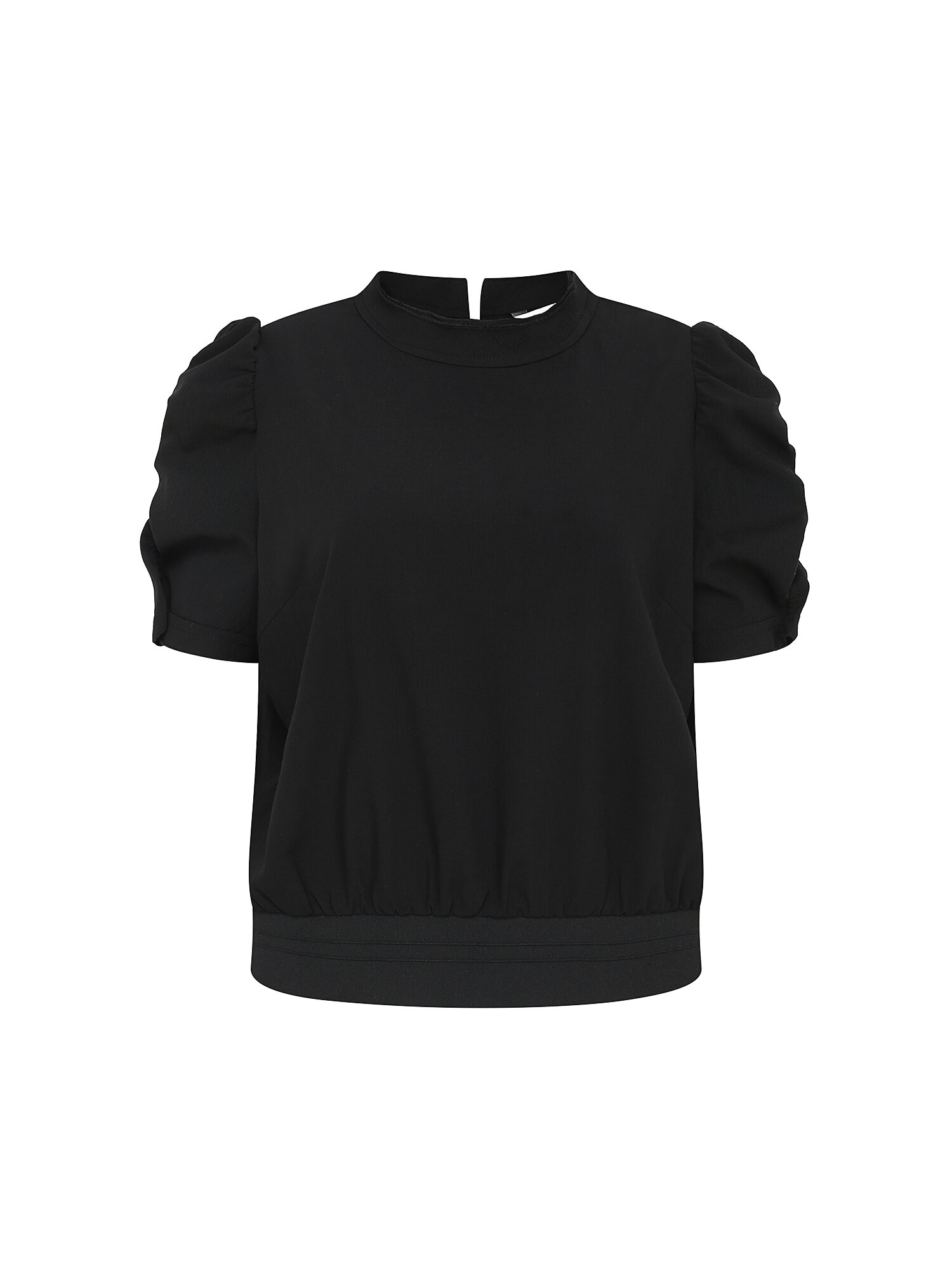 셔링 슬리브 밴딩 블라우스 (BLACK)