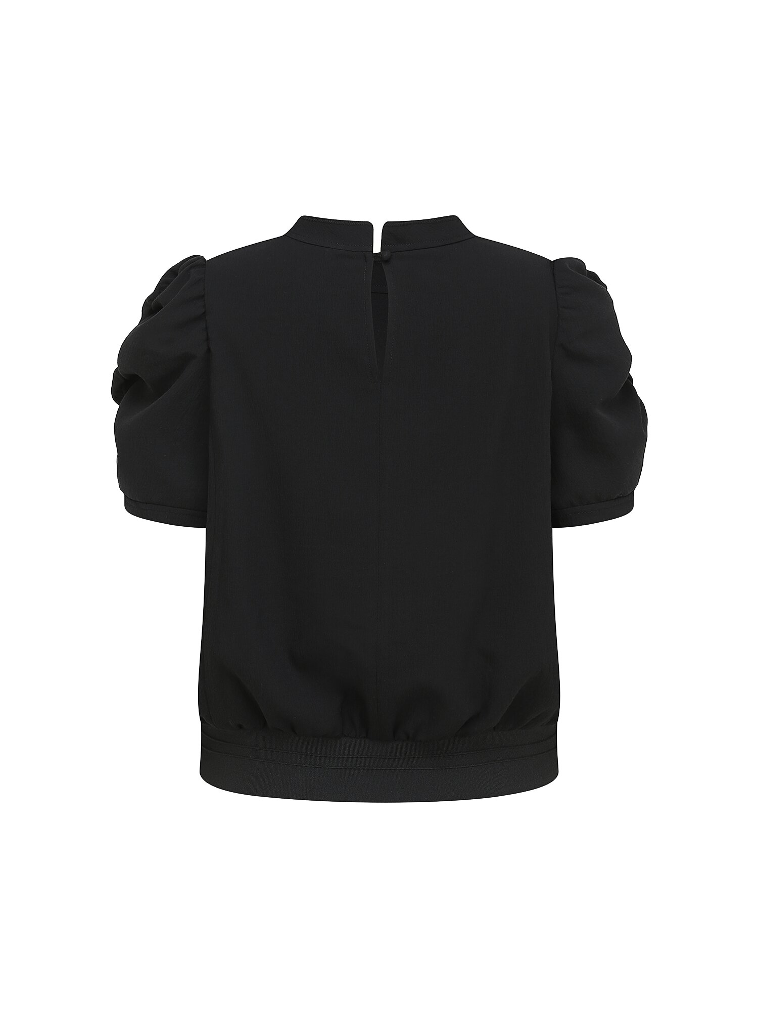 셔링 슬리브 밴딩 블라우스 (BLACK)