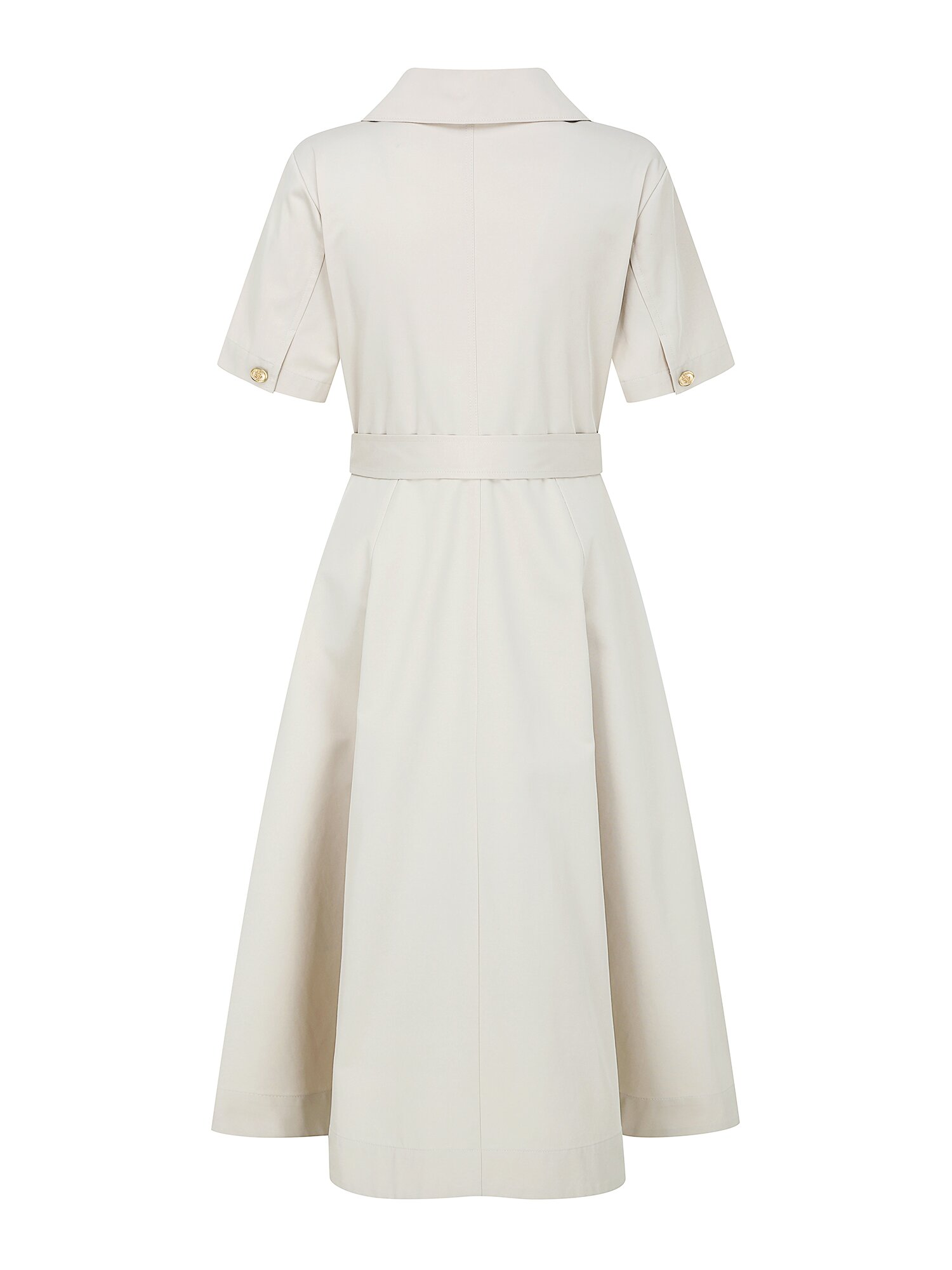 슬릿 칼라 플레어 셔츠 원피스 (LIGHT BEIGE)