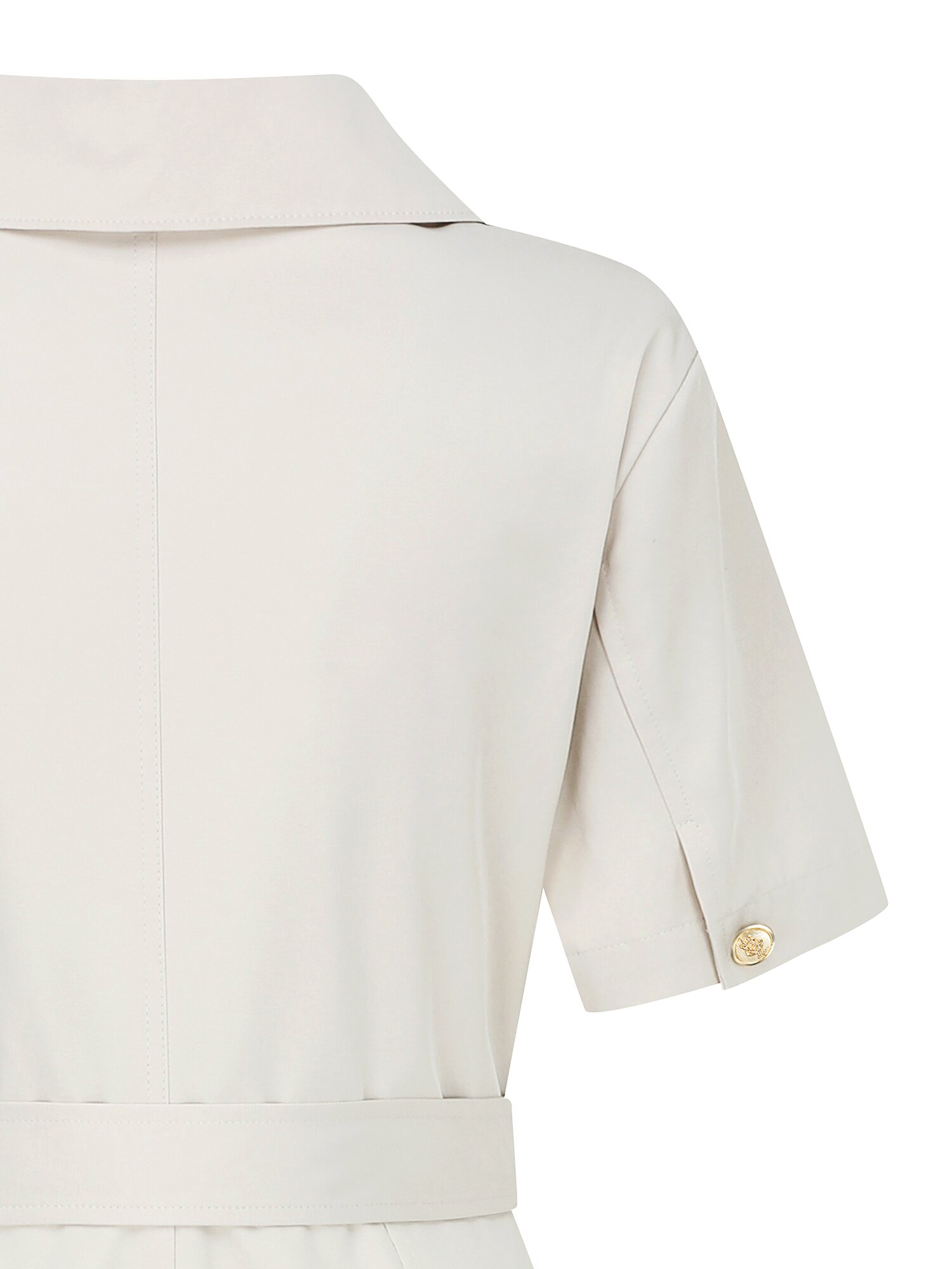 슬릿 칼라 플레어 셔츠 원피스 (LIGHT BEIGE)