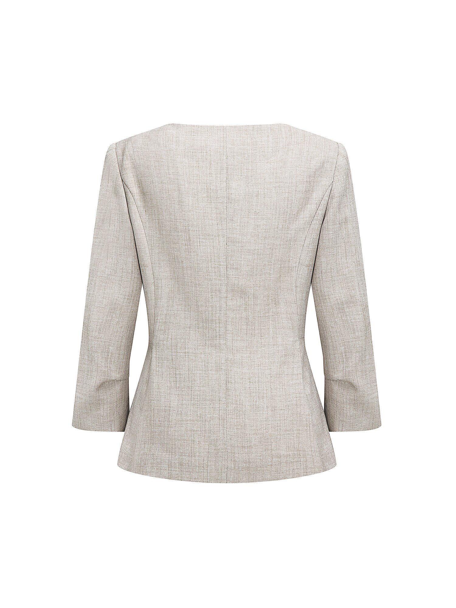 7부 스퀘어넥 페플럼 재킷 (MELANGE BEIGE)