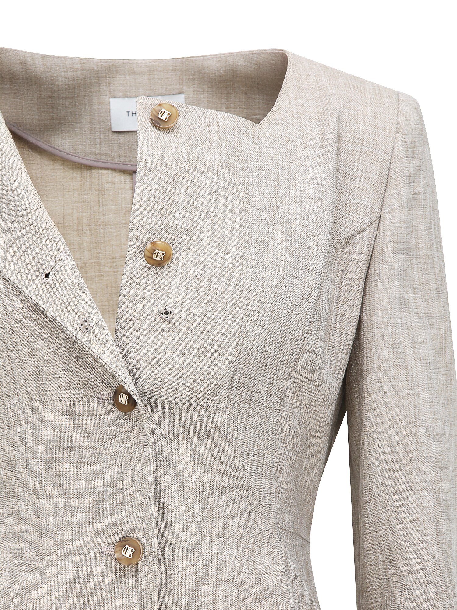 7부 스퀘어넥 페플럼 재킷 (MELANGE BEIGE)