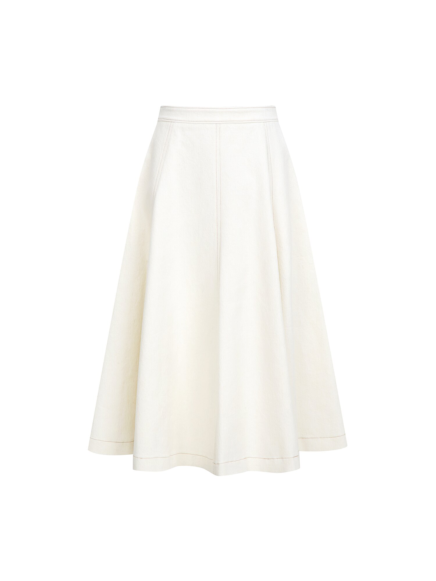 백 지퍼 플레어 데님 스커트 (IVORY)