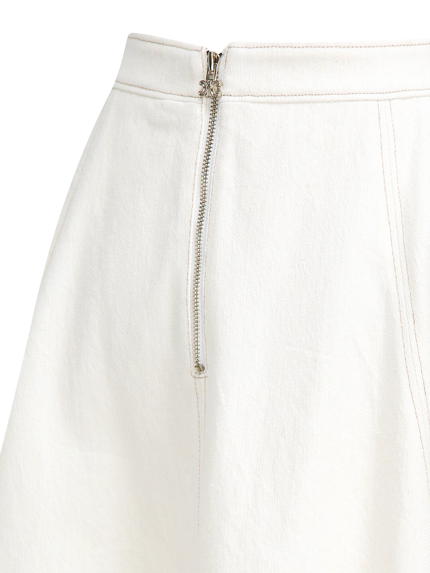 백 지퍼 플레어 데님 스커트 (IVORY)