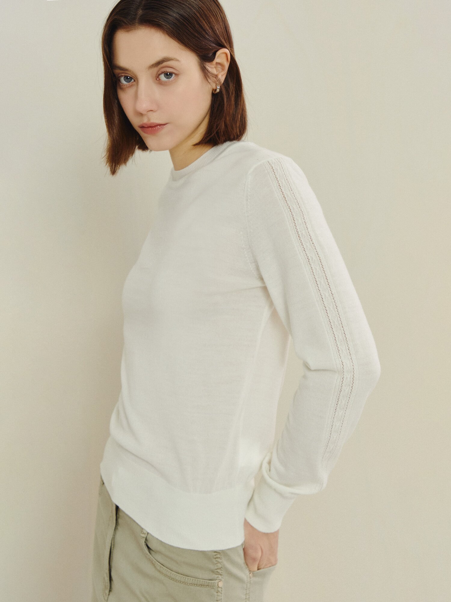 소프트 터치 베이식 니트 탑 (IVORY)