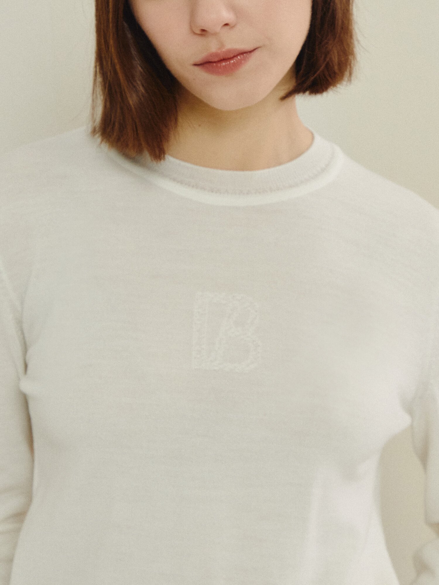 소프트 터치 베이식 니트 탑 (IVORY)