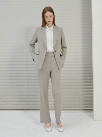 라이트 히든 버튼 일자핏 팬츠 