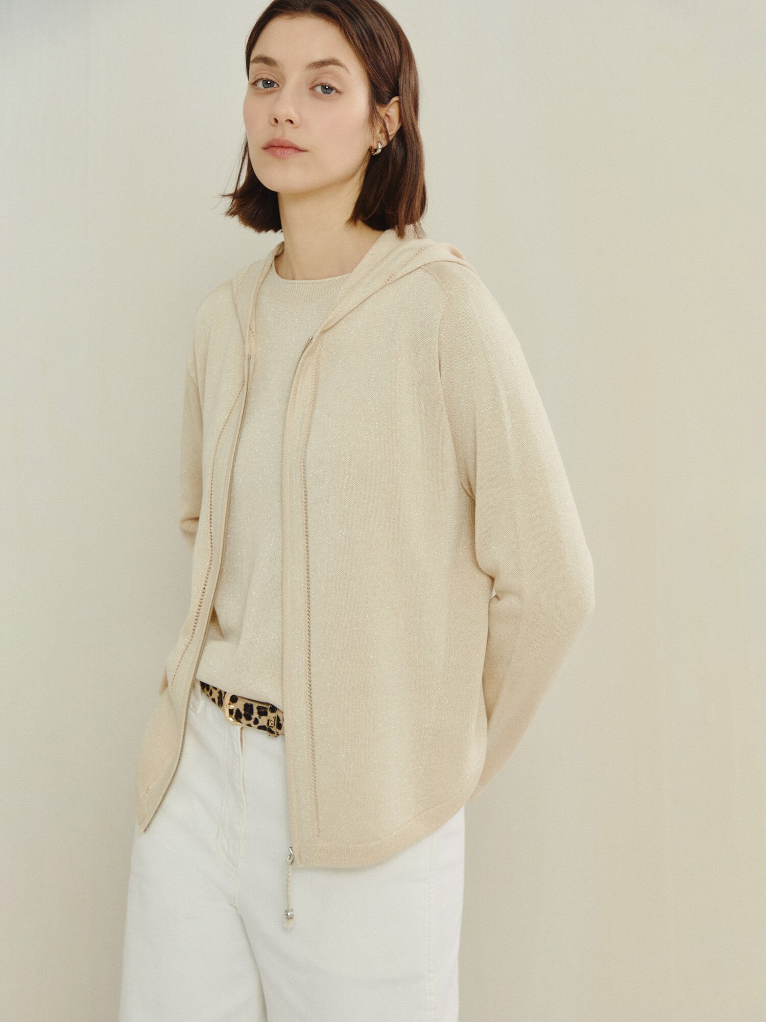 데일리 파인 니트 집업 카디건 (LIGHT BEIGE)
