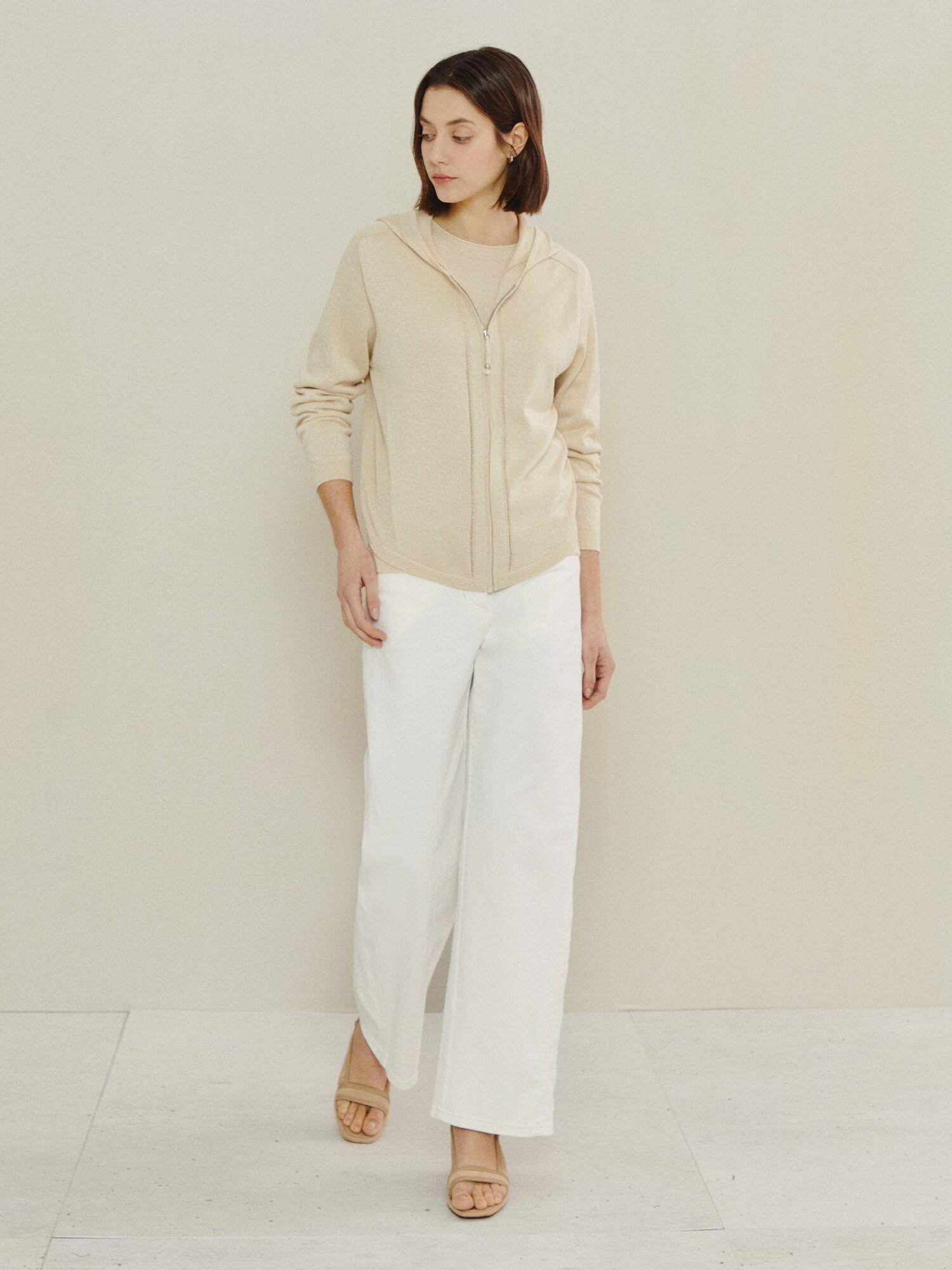 데일리 파인 니트 집업 카디건 (LIGHT BEIGE)