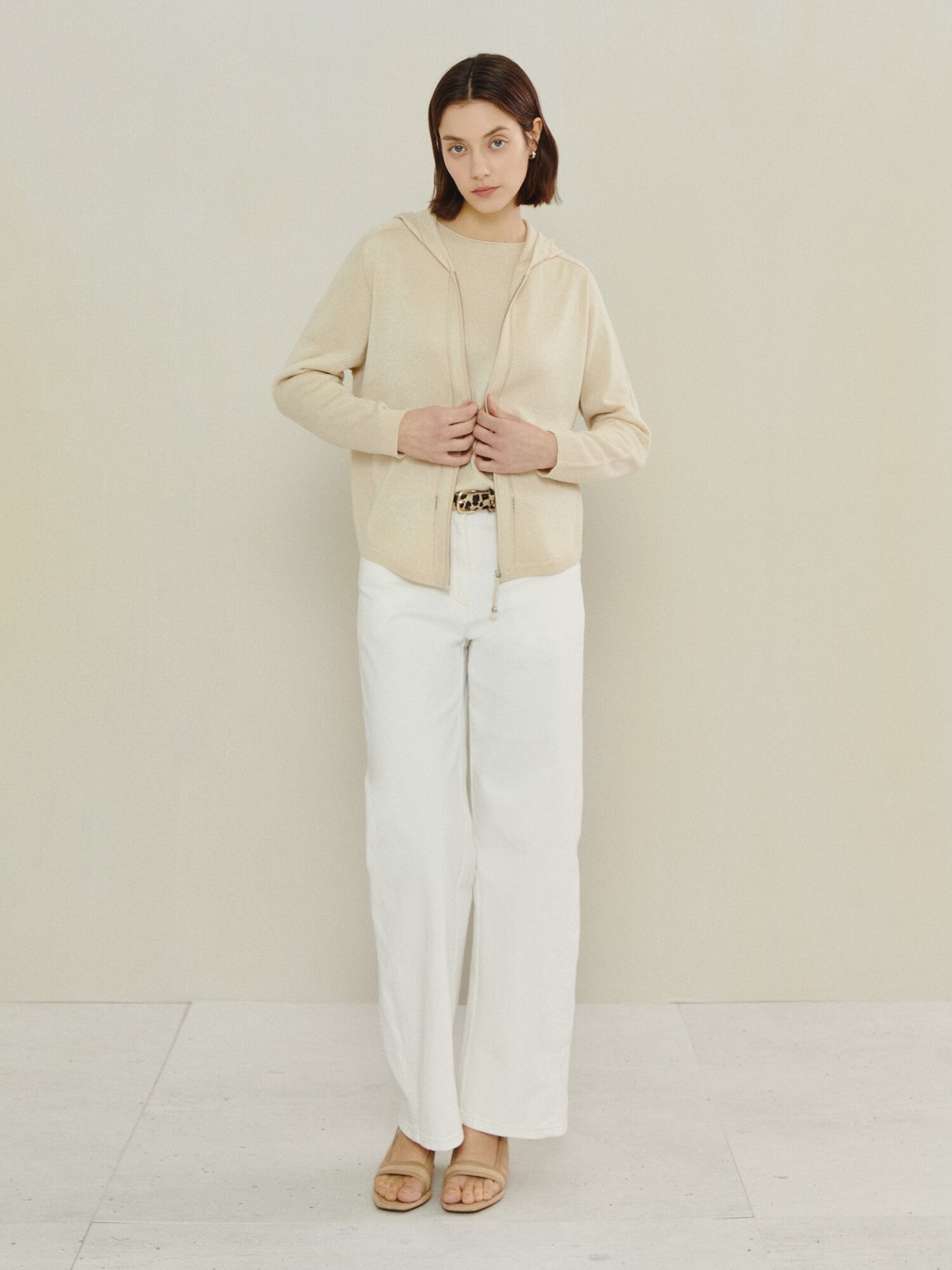 데일리 파인 니트 집업 카디건 (LIGHT BEIGE)