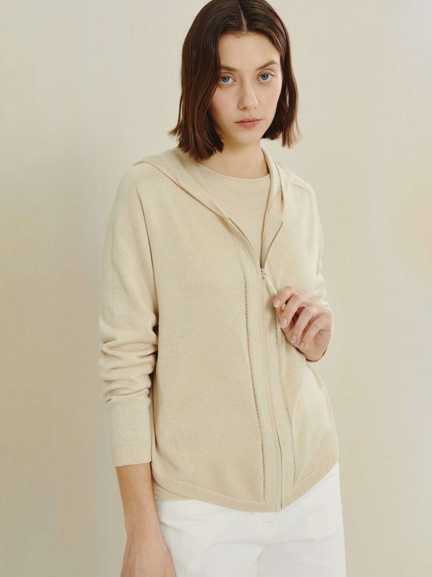 데일리 파인 니트 집업 카디건 (LIGHT BEIGE)