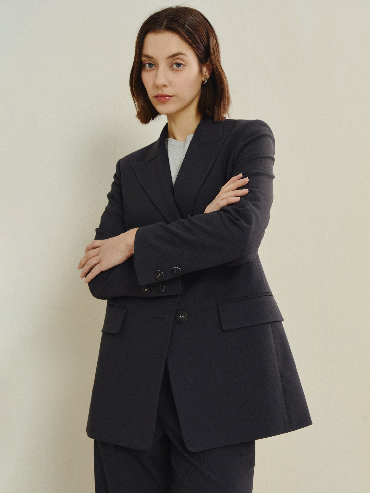 미니멀 포멀 테일러드 재킷 (DARK GREY)