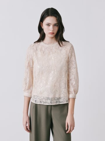 플로럴 레이스 블라우스 +탑 세트 