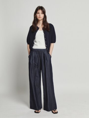 스트링 밴딩 와이드 팬츠 