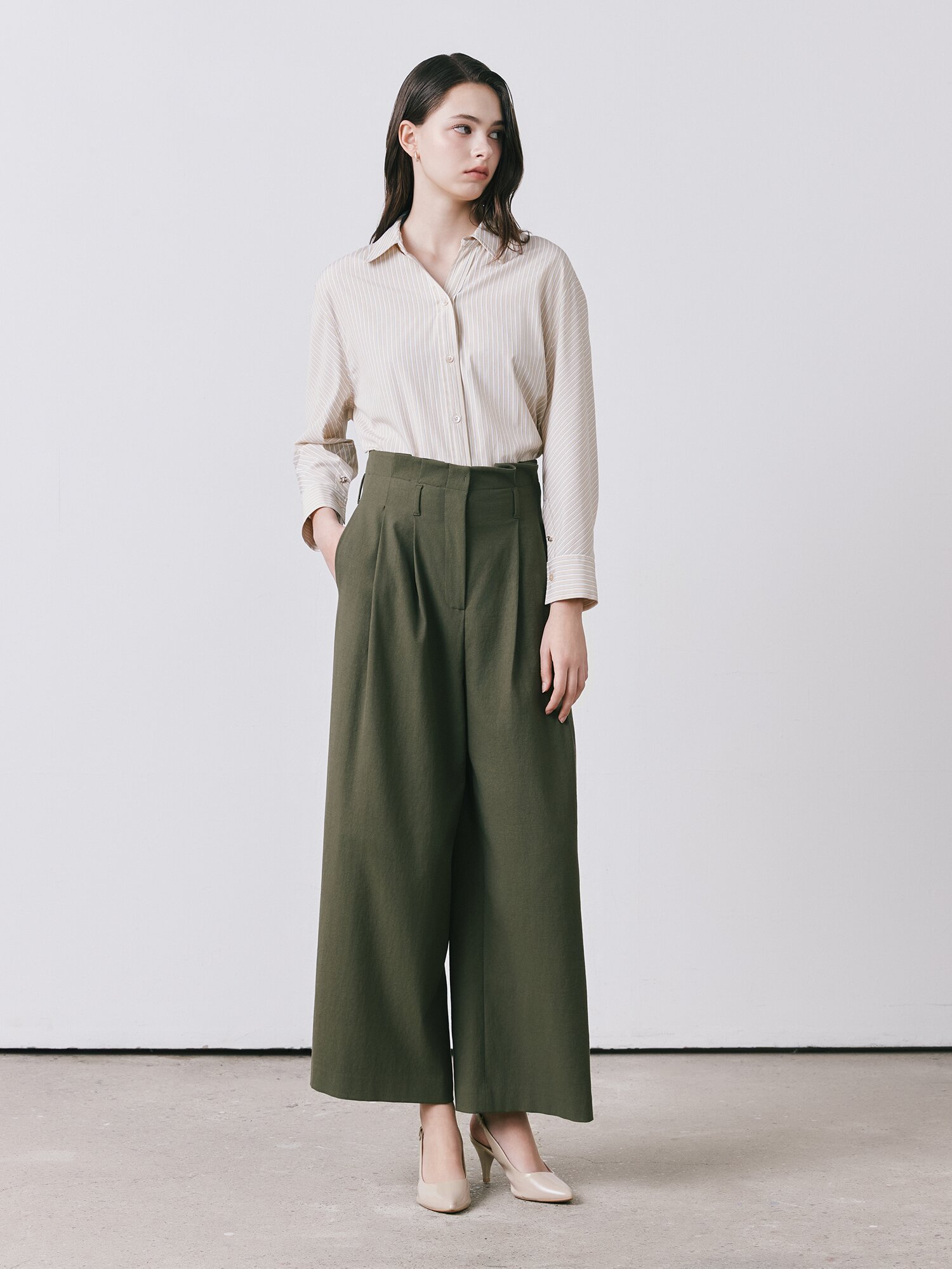 스트라이프 돌먼 슬리브 블라우스 (STRIPE BEIGE)