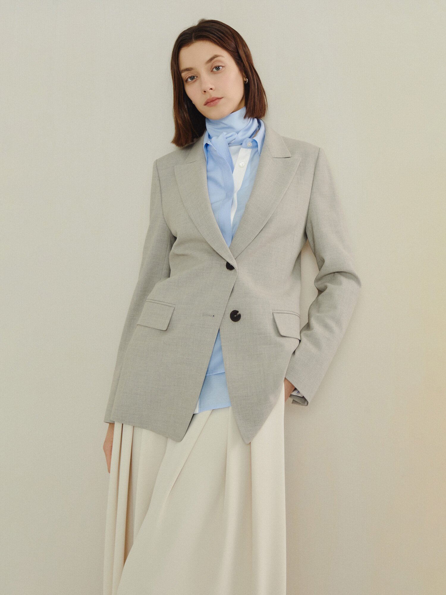 미니멀 포멀 테일러드 재킷 (LIGHT GREY)