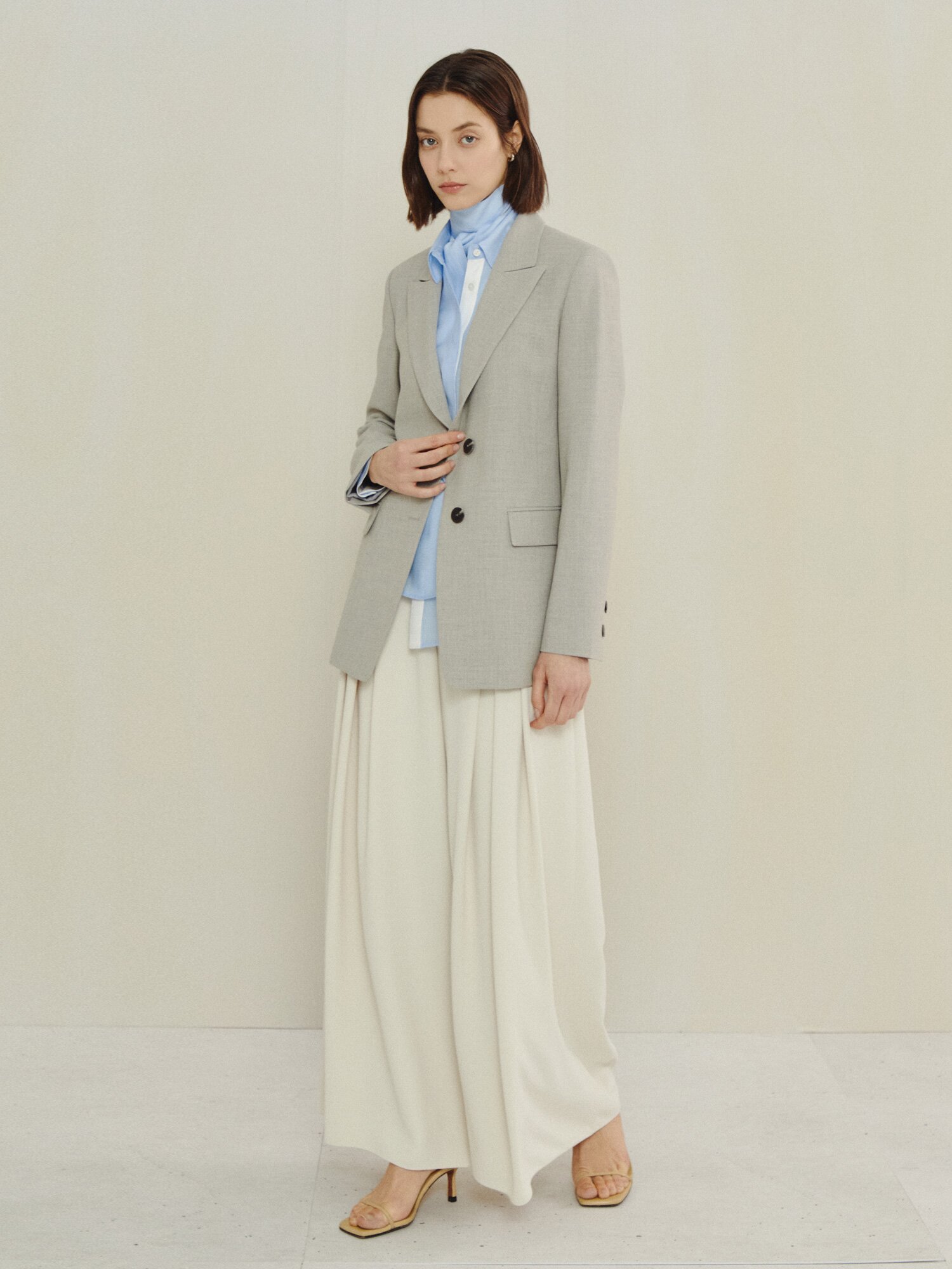 미니멀 포멀 테일러드 재킷 (LIGHT GREY)