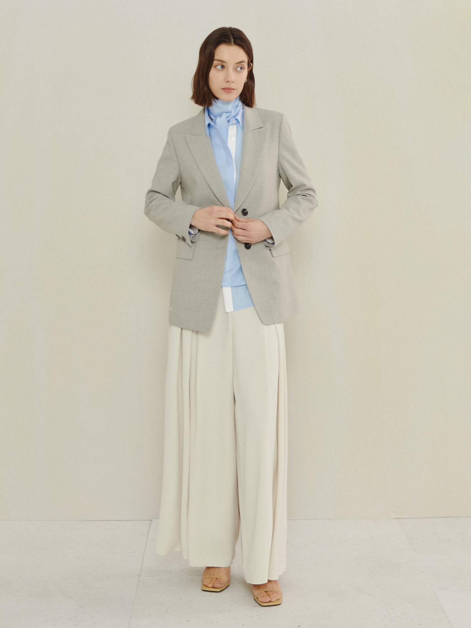 미니멀 포멀 테일러드 재킷 (LIGHT GREY)