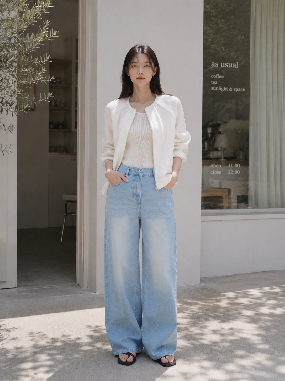 루즈핏 링클 래글런 집업 점퍼 (IVORY)