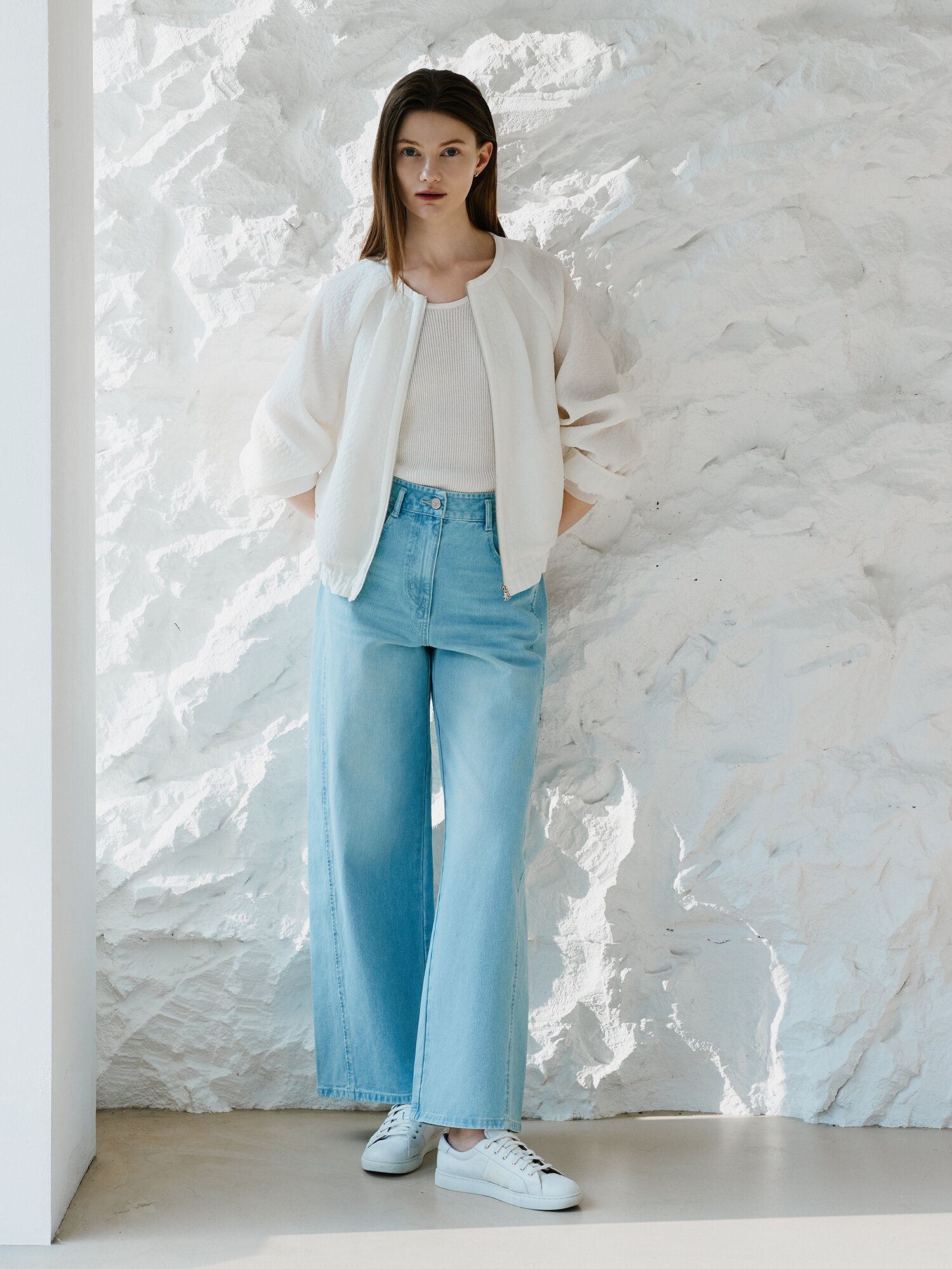 루즈핏 링클 래글런 집업 점퍼 (IVORY)