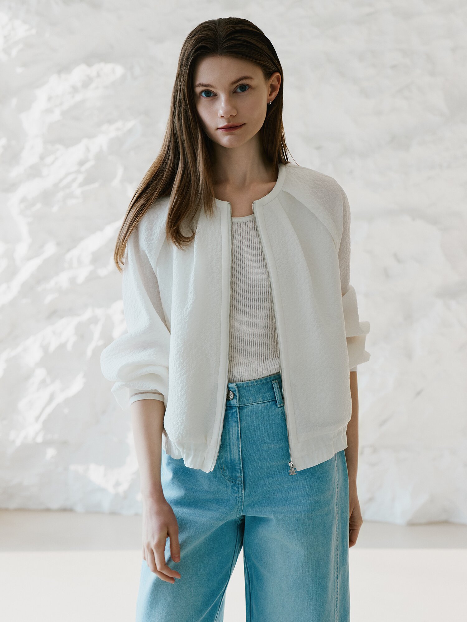 루즈핏 링클 래글런 집업 점퍼 (IVORY)