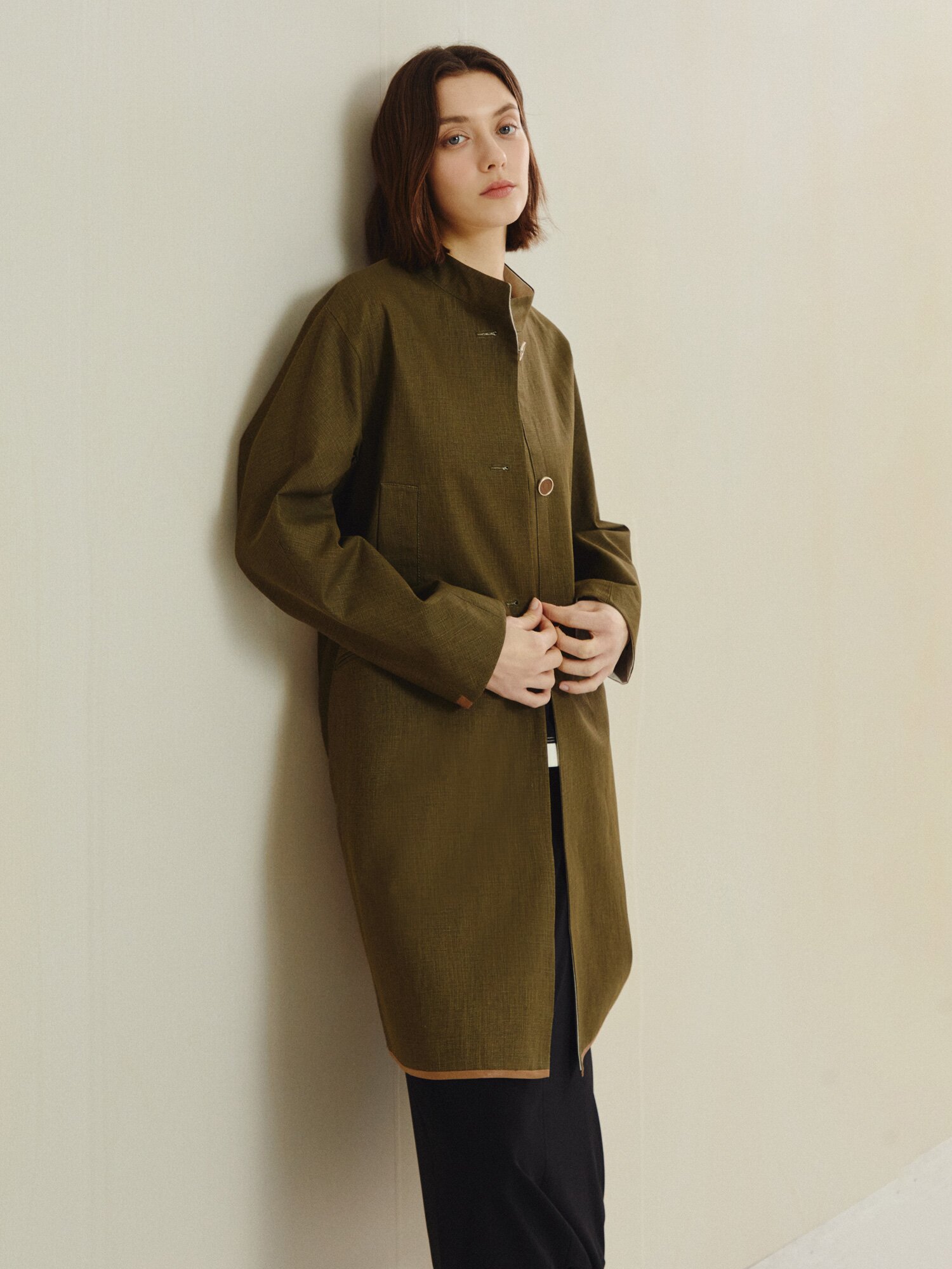 소프트 실루엣 코트 (DARK KHAKI)