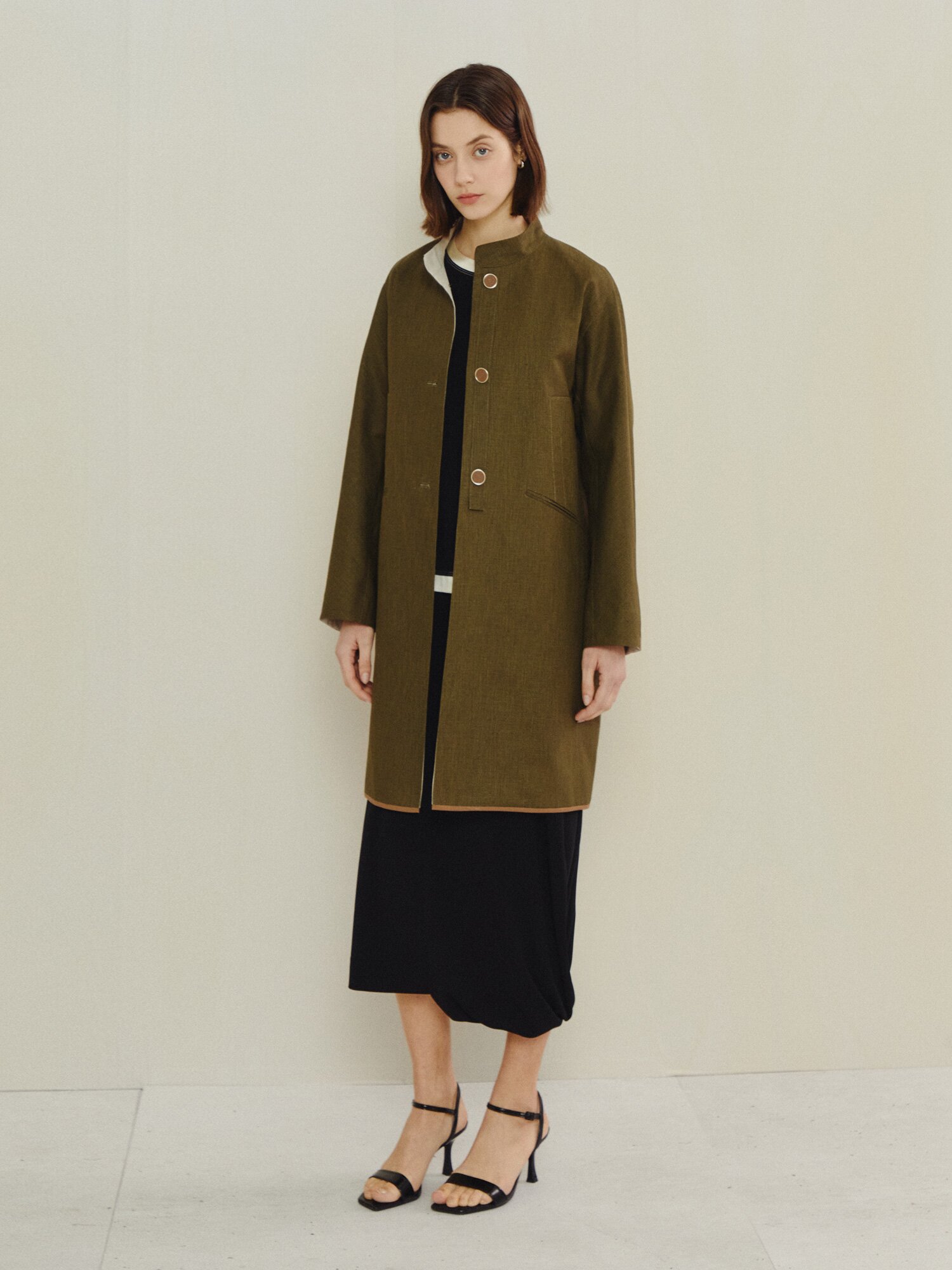 소프트 실루엣 코트 (DARK KHAKI)