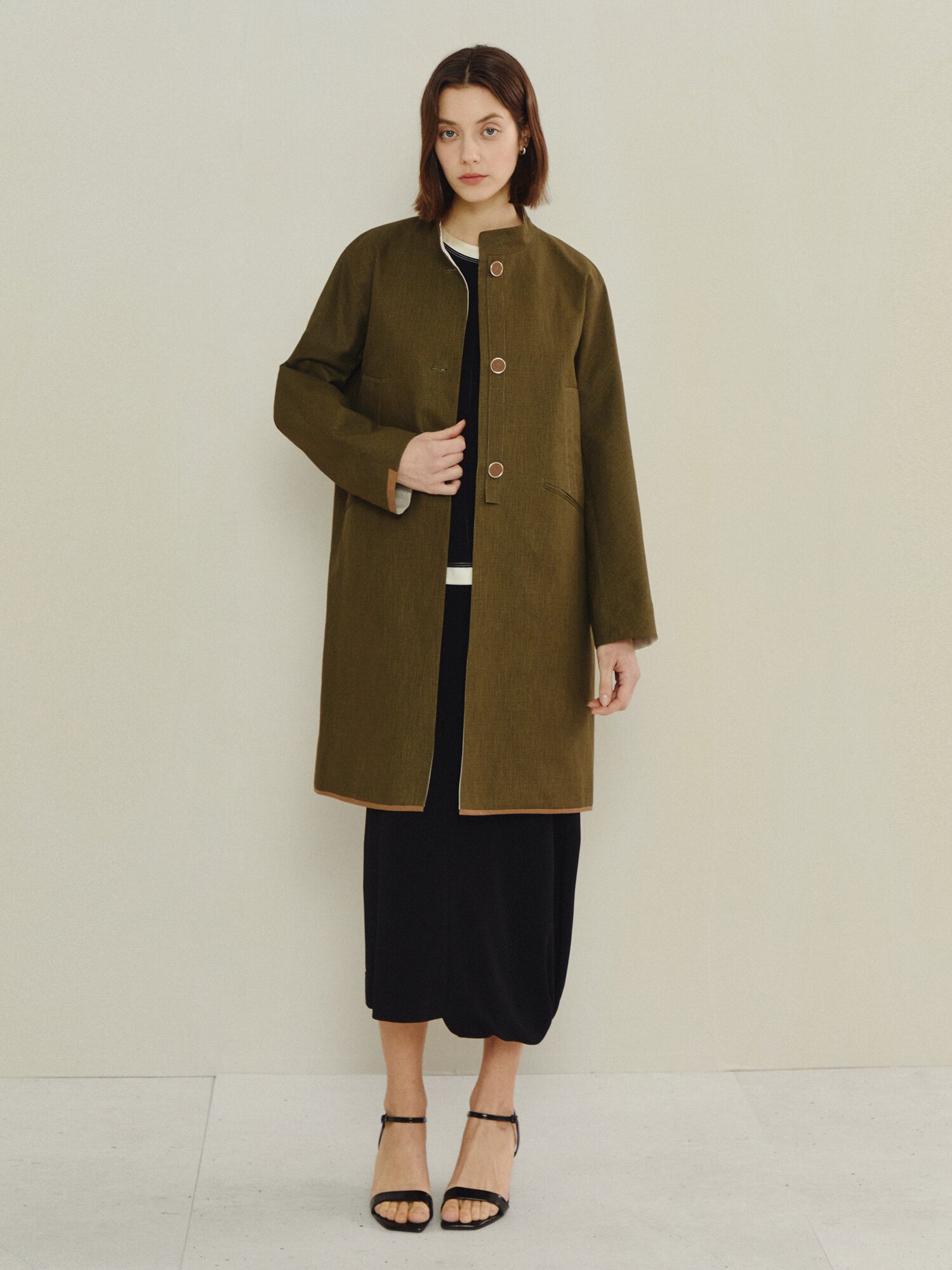 소프트 실루엣 코트 (DARK KHAKI)