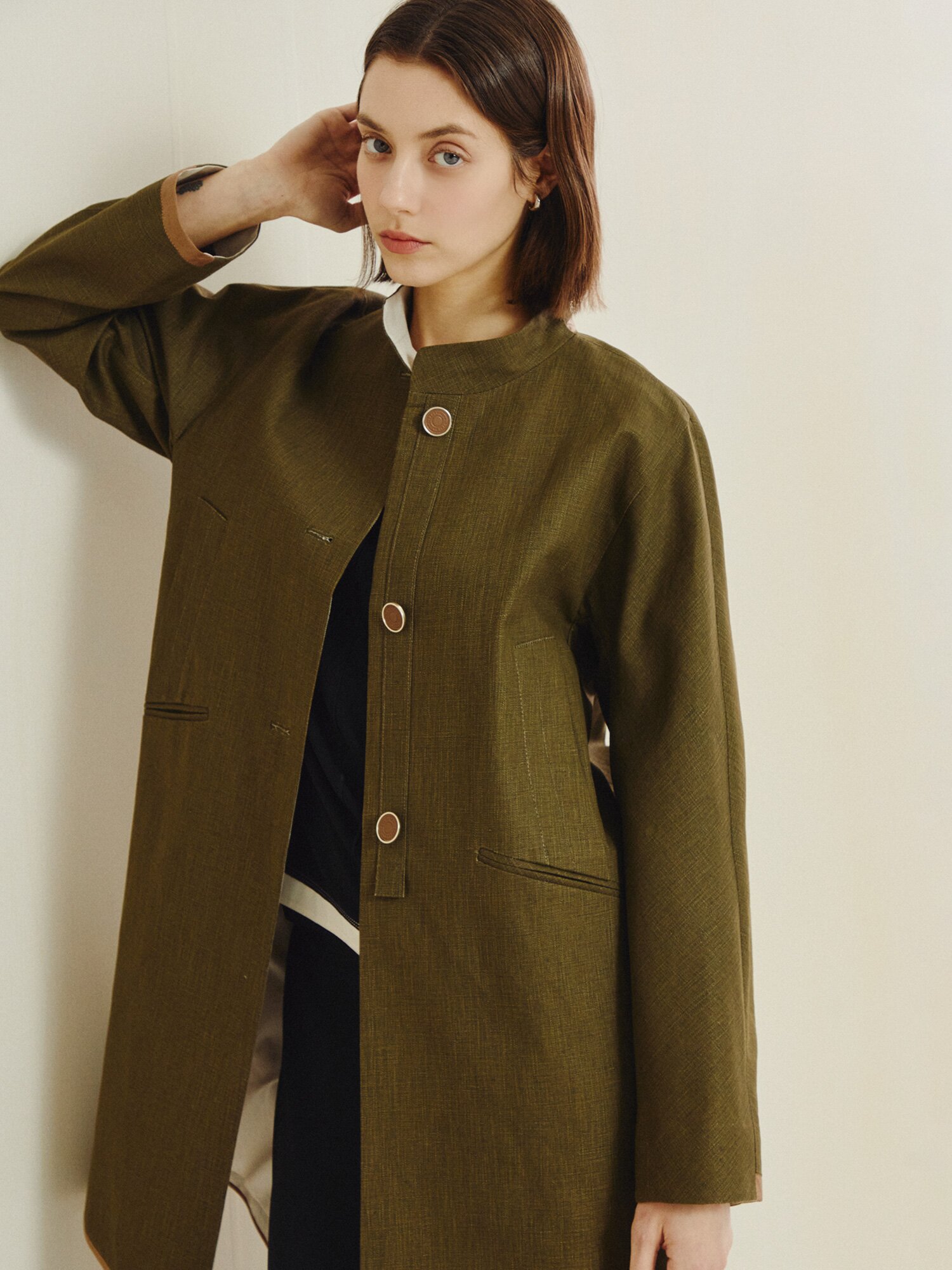 소프트 실루엣 코트 (DARK KHAKI)