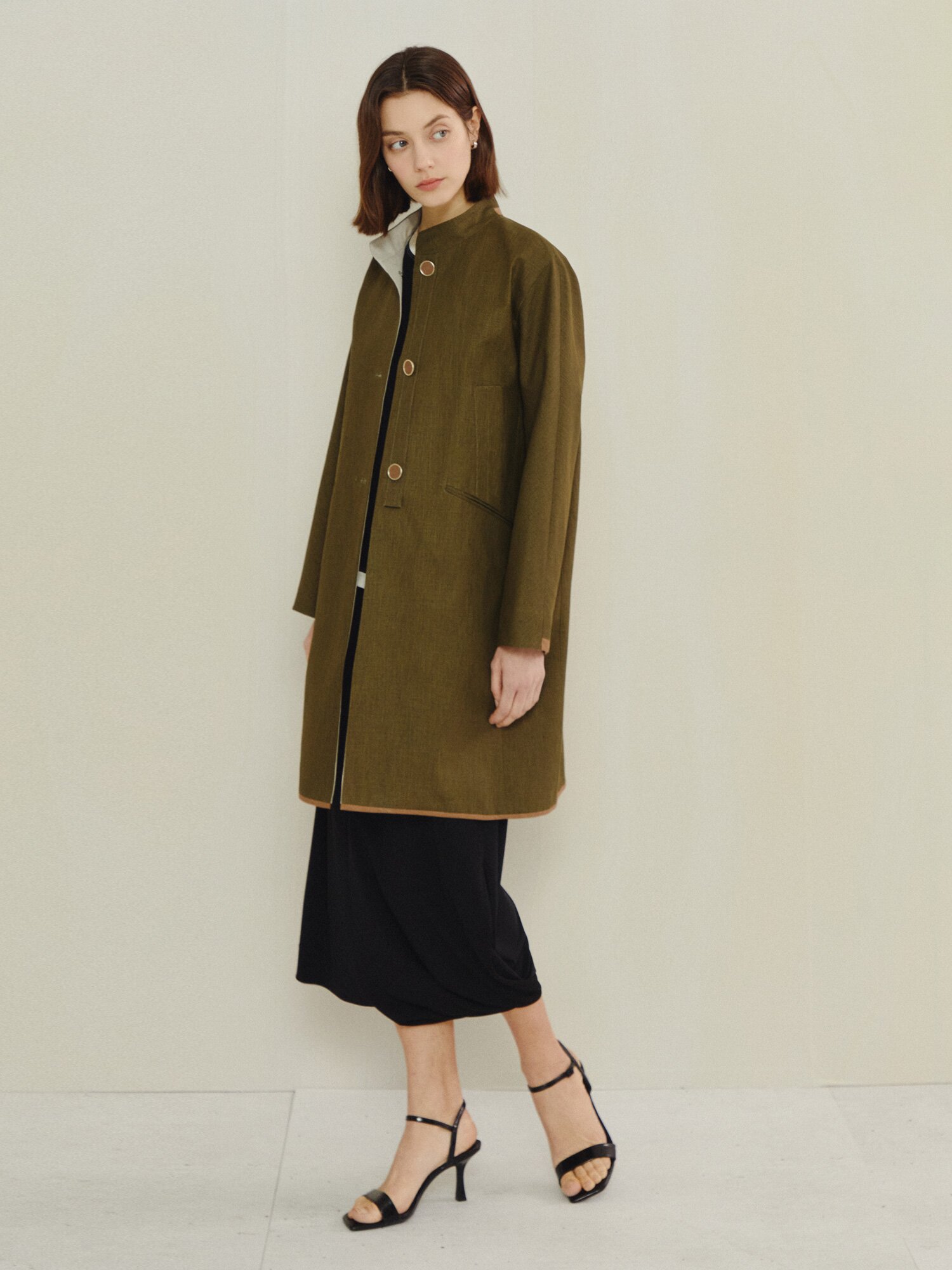 소프트 실루엣 코트 (DARK KHAKI)