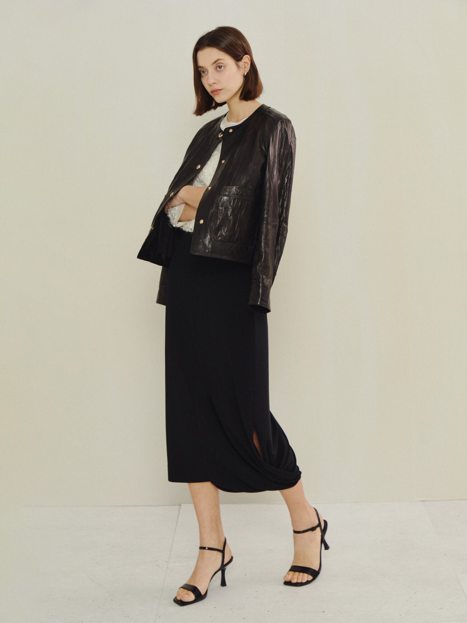 데일리 클린 룩 스커트 (BLACK)