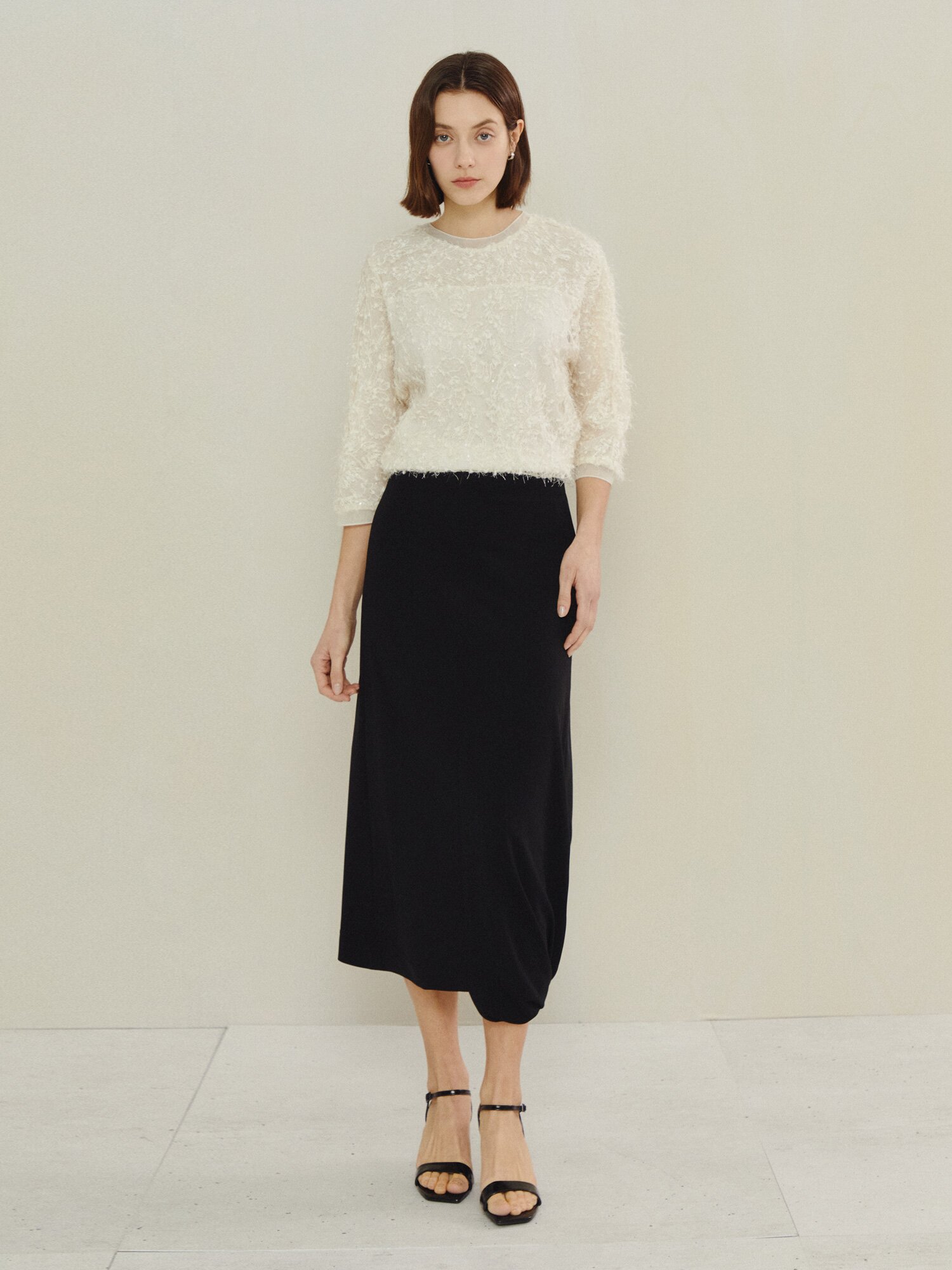 데일리 클린 룩 스커트 (BLACK)