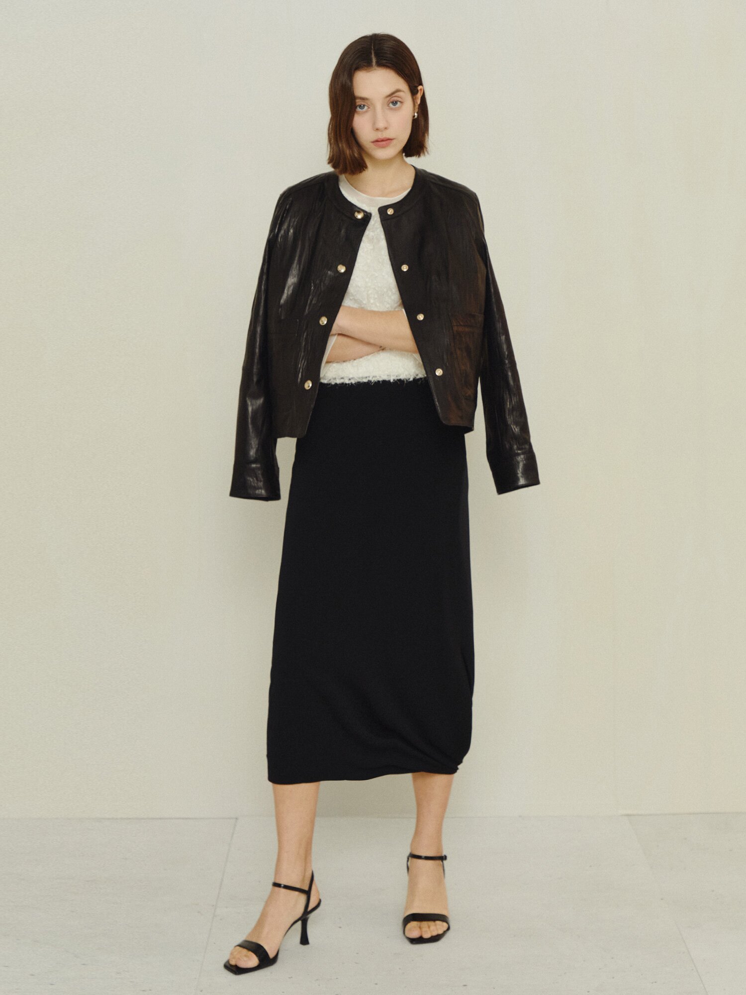 데일리 클린 룩 스커트 (BLACK)