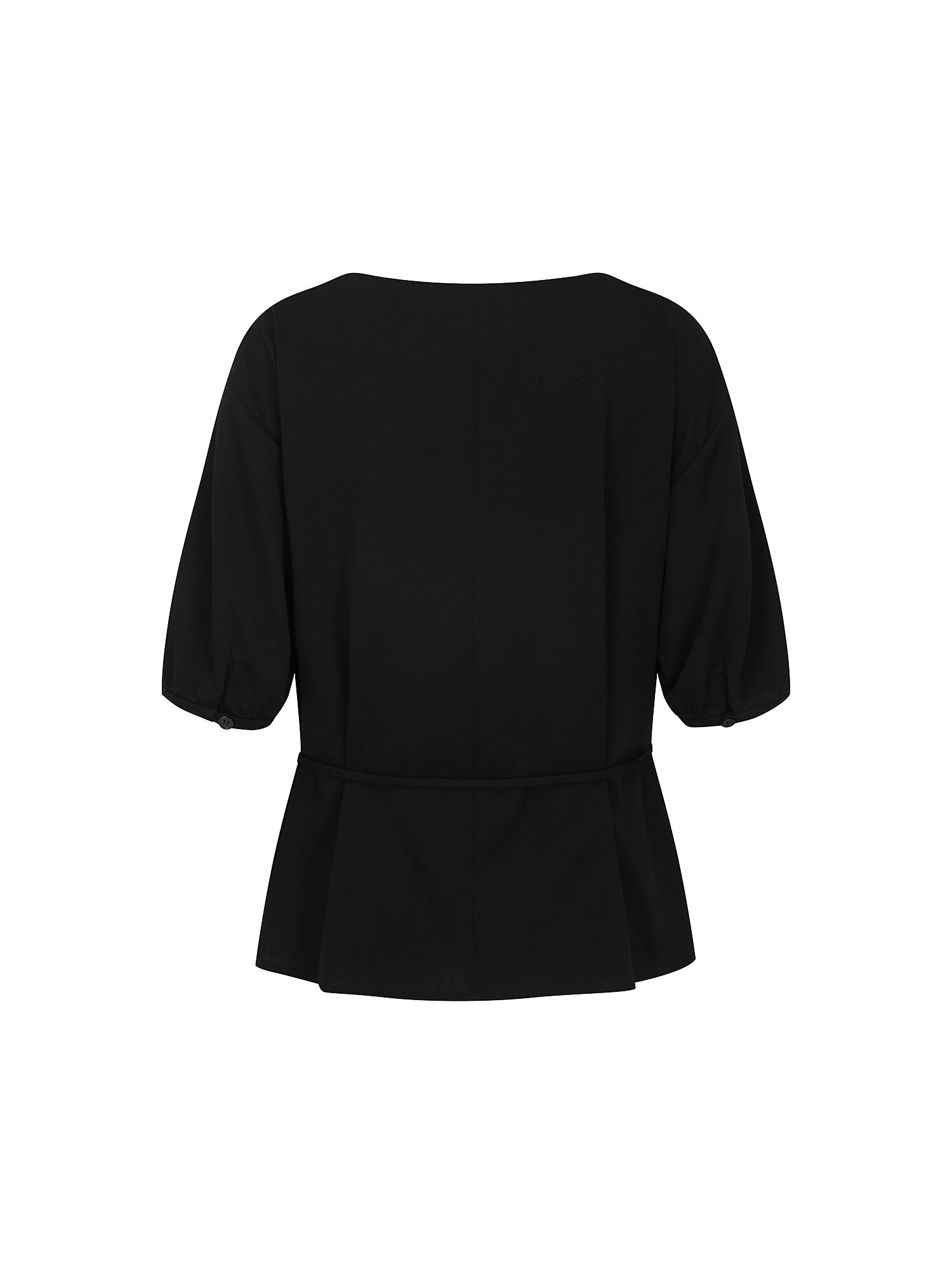 하프 슬리브 카울넥 블라우스 (BLACK)