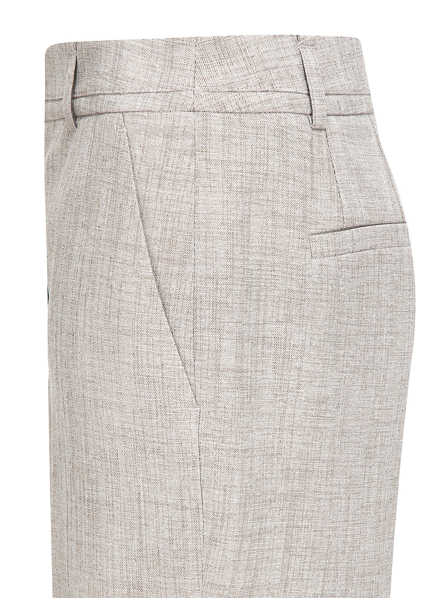 히든 버튼 세미 부츠컷 팬츠  (MELANGE BEIGE)