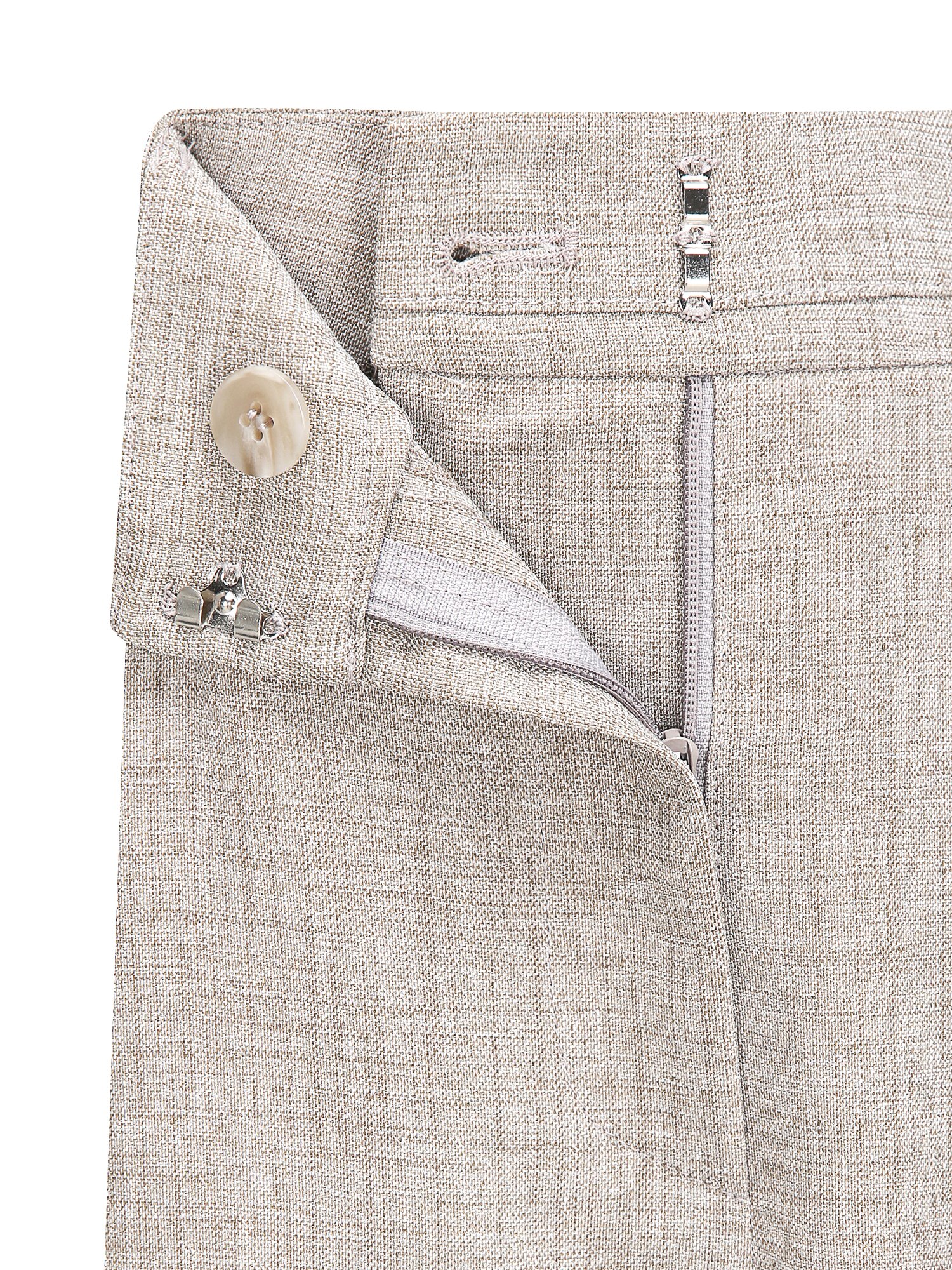 히든 버튼 세미 부츠컷 팬츠  (MELANGE BEIGE)