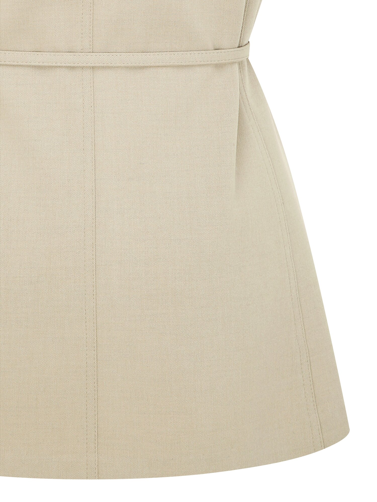 벨티드 버튼 라운드넥 롱 베스트 (BEIGE)