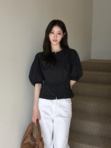 백 스모킹 투웨이 집업 블라우스 