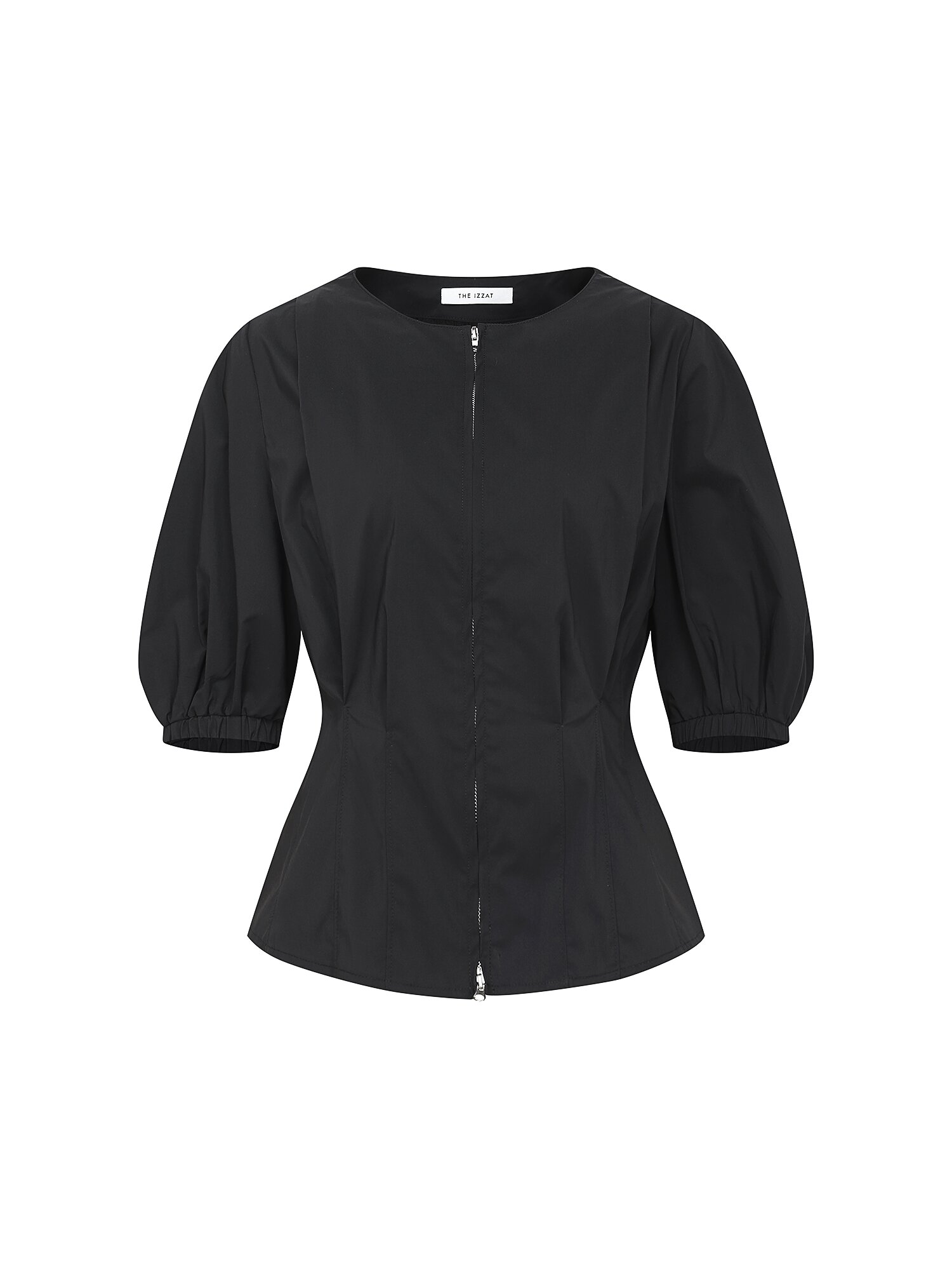 백 스모킹 투웨이 집업 블라우스 (BLACK)