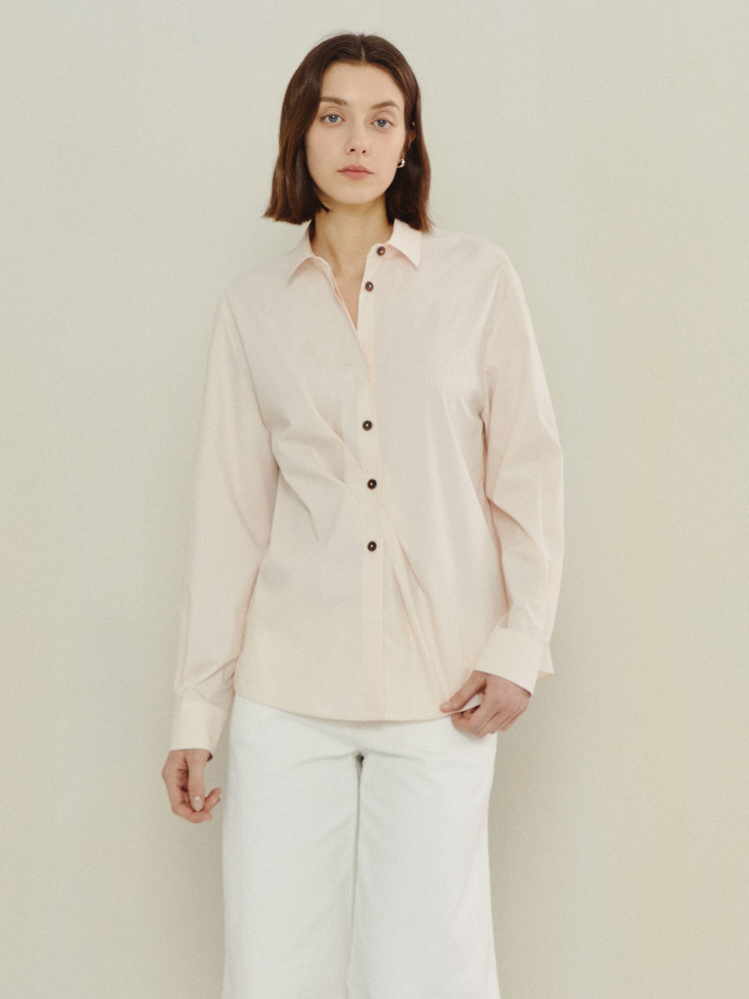 데일리 소프트 터치 베이식 블라우스 (SALMON)