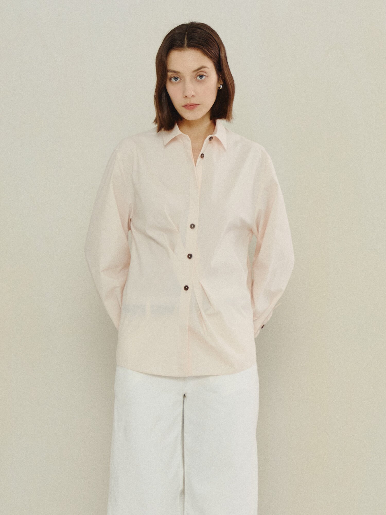 데일리 소프트 터치 베이식 블라우스 (SALMON)