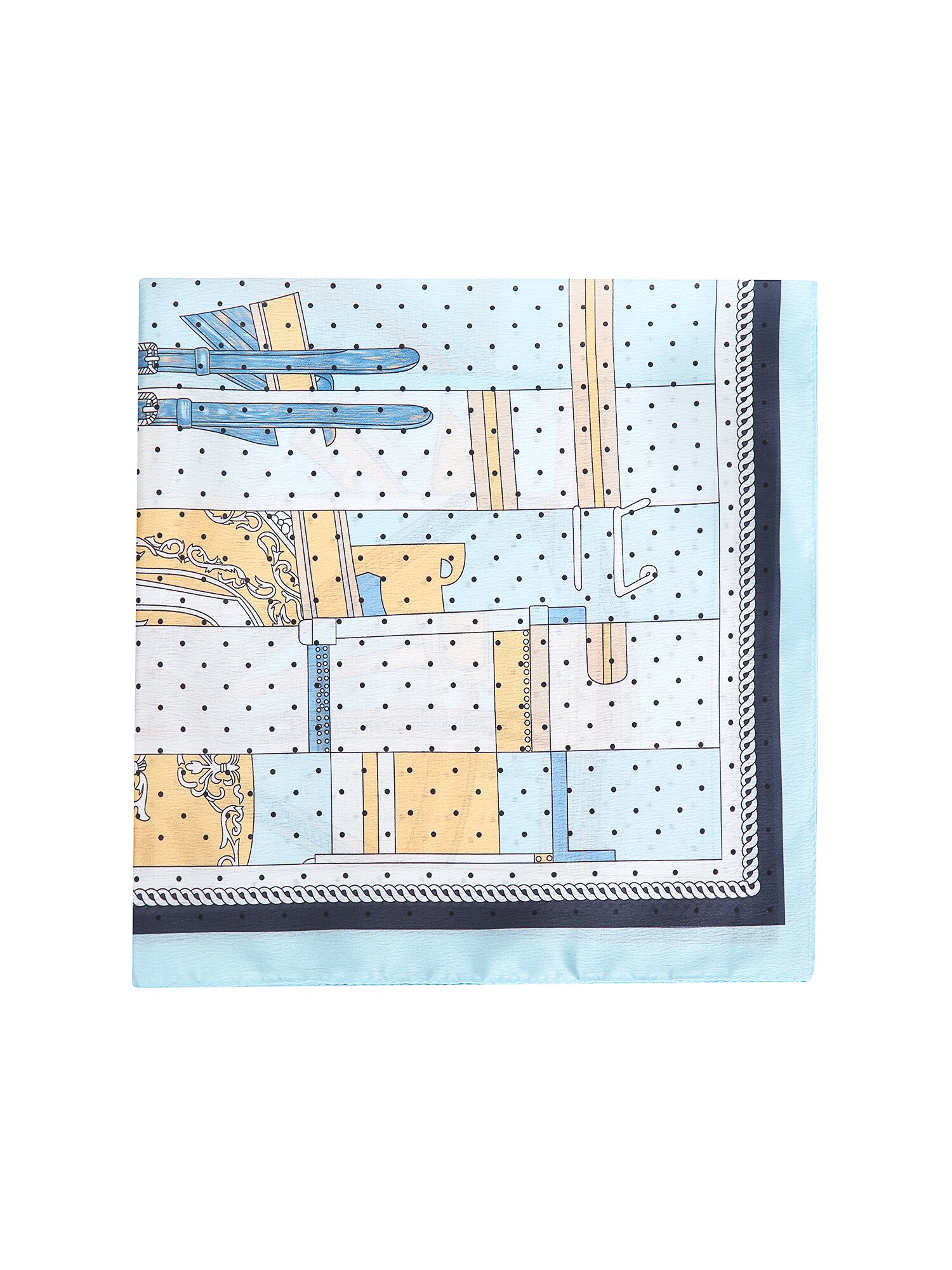 도트 일러스트 스퀘어 스카프 (LIGHT BLUE)